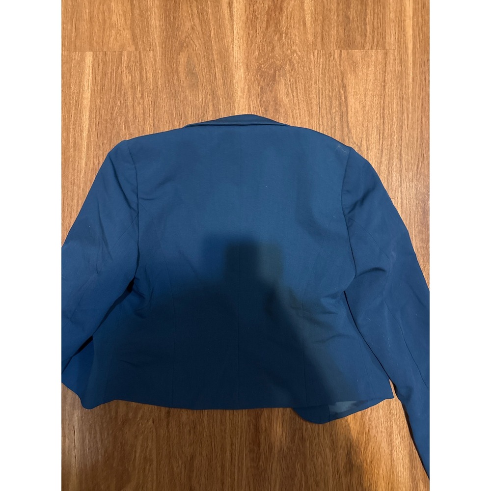 Forever 21 Wmns Teal Blue Cropped Blazer Single Button Size L Office minimalist - Picture 3 of 3